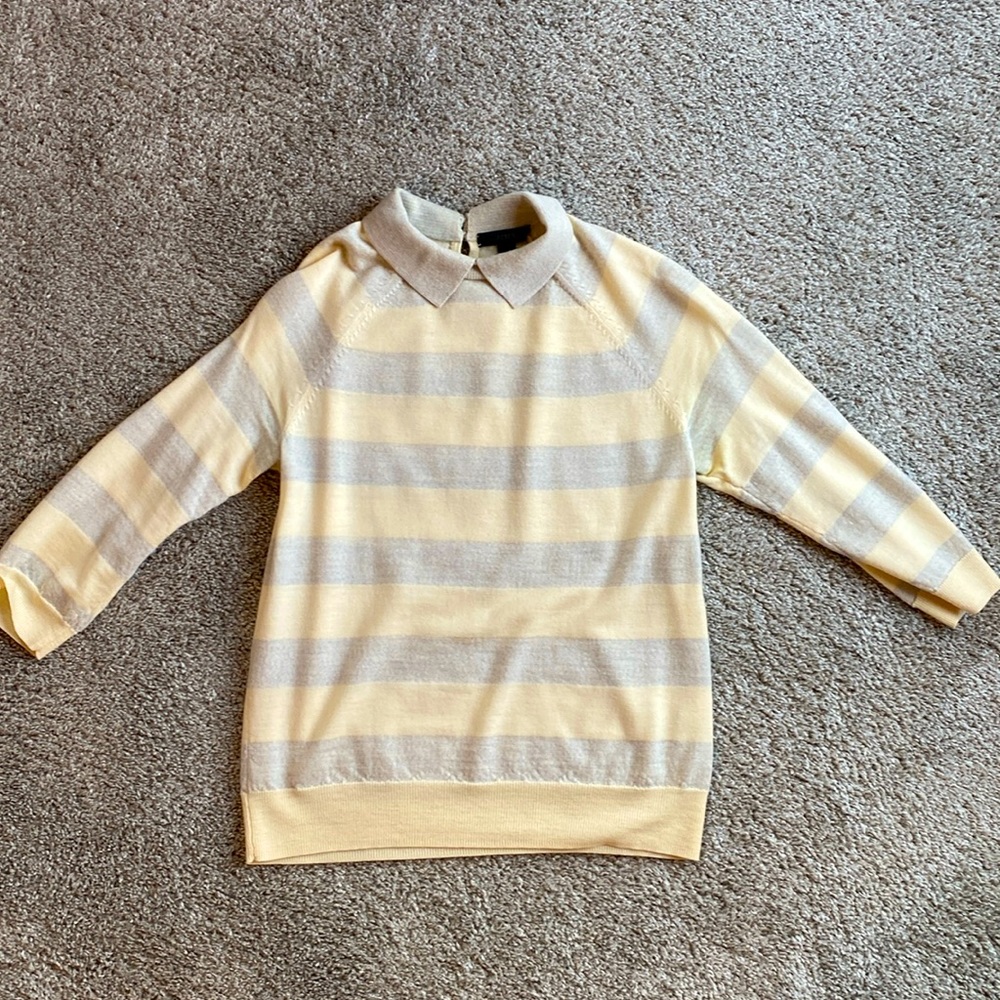 J crew 100% wool Peter Pan collar striped sweater, size XS.